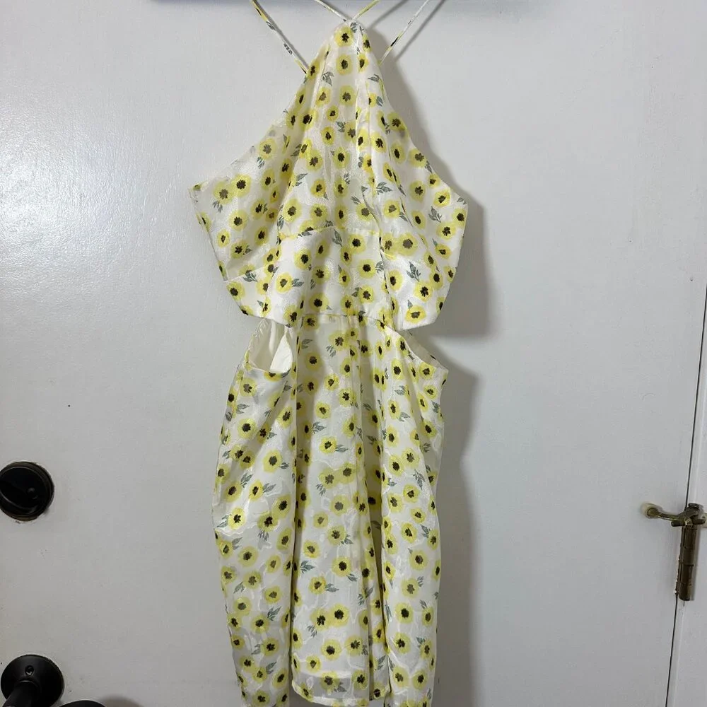 VGC Hutch Anthropologie String Halter neck Yellow Motif Ditsy Floral Romper SZ 6 - Picture 7 of 14